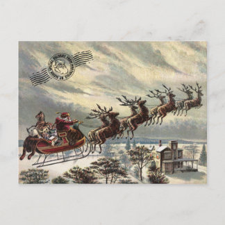 Santa mit Sleigh Feiertagspostkarte