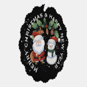 SANTA mit SNOWMAN , PERSONALISIERTE CHRISTMAS Ornament Karte (Rechts)
