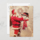 Santa mit Snowman Vintage Weihnachten (Vorne/Hinten)