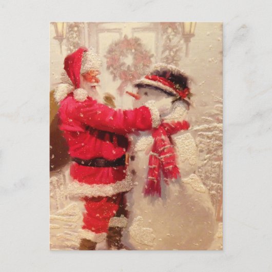 Santa mit Snowman Vintage Weihnachten (Vorderseite)