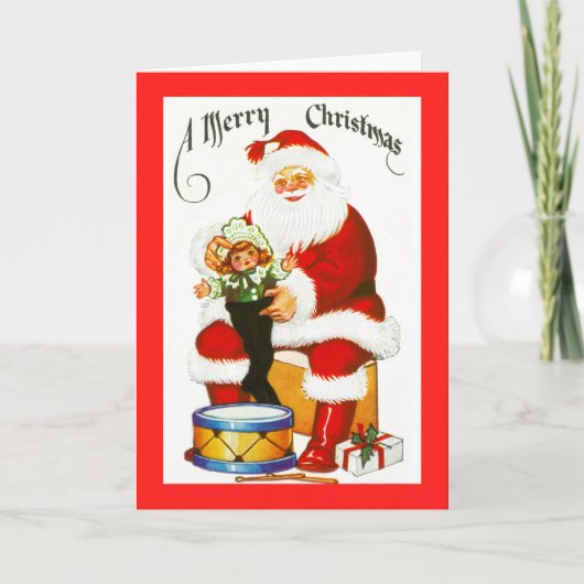 Santa mit Spielzeug Feiertagskarte (Vorderseite)