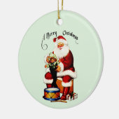 Santa mit Spielzeug frohe Weihnachten Keramik Ornament (Links)