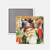 Santa mit Spielzeug Vintagen Magnet (Vorderseite/Rückseite)
