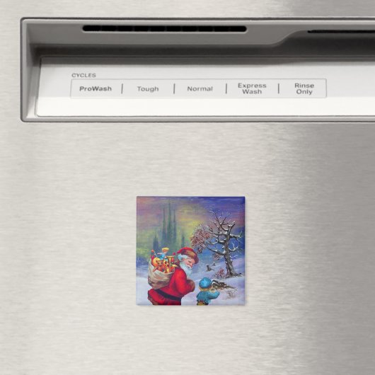 SANTA MIT SPIELZEUGEN UND KINDERN IM WINTERSCHNEE MAGNET (In Situ (Geschirrspüler))