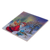 SANTA MIT SPIELZEUGEN UND KINDERN IM WINTERSCHNEEB FLIESE (Seite)
