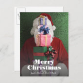 Santa mit Stapel Geschenke Feiertagspostkarte (Vorne/Hinten)