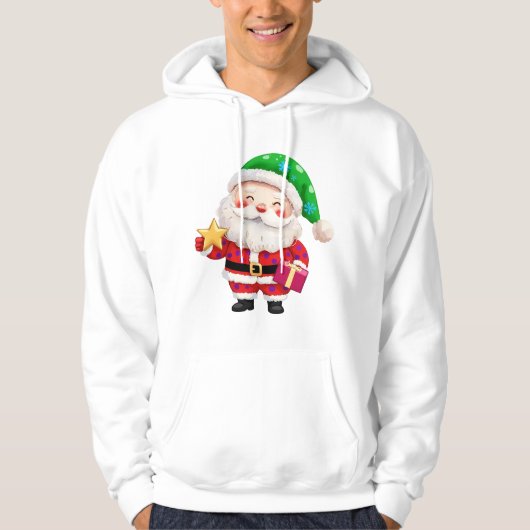 Santa mit Stern und Geschenk Hoodie (Vorderseite)