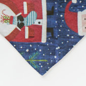 Santa mit Strumpf Fleecedecke (Ecke)