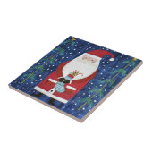Santa mit Strumpf Fliese (Seite)