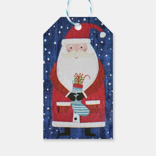 Santa mit Strumpf Geschenkanhänger (Vorderseite)
