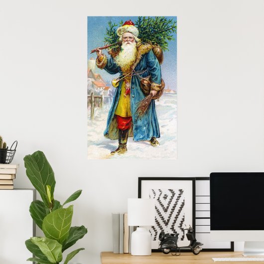 Santa mit Tannenbaum Poster (Heimbüro)