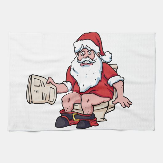 Santa mit Toilette Geschirrtuch (Horizontal)