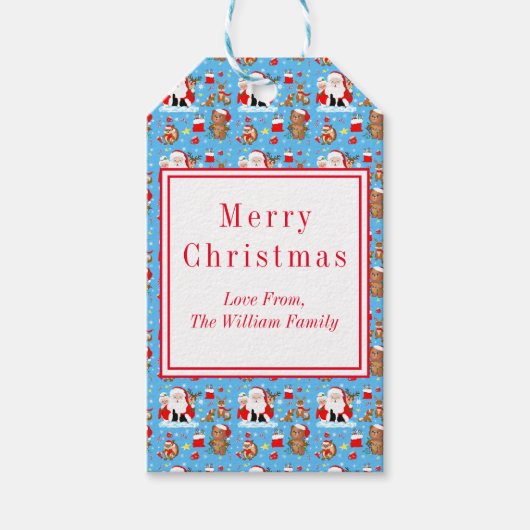 Santa mit Waldtieren Geschenkanhänger (Vorderseite)