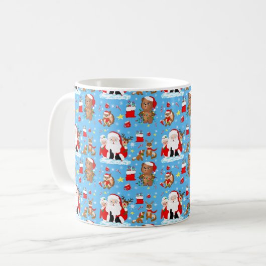 Santa mit Waldtieren Kaffeetasse (Vorderseite Links)