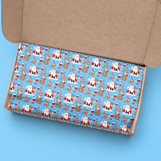 Santa mit Waldtieren Seidenpapier