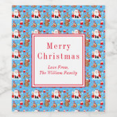 Santa mit Waldtieren Weinetikett (Einzelnes Label)