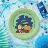 Santa mit Weihnachtsbaum 20xx Text 9" hinzufügen Pappteller (Party)