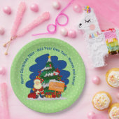 Santa mit Weihnachtsbaum 20xx Text 9" hinzufügen Pappteller (Party)