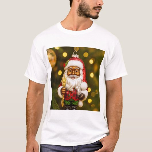 Santa mit Weihnachtsplätzchen-Freude T-Shirt (Vorderseite)