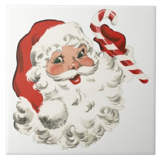 Santa mit Zuckerstange Fliese (Vorderseite)