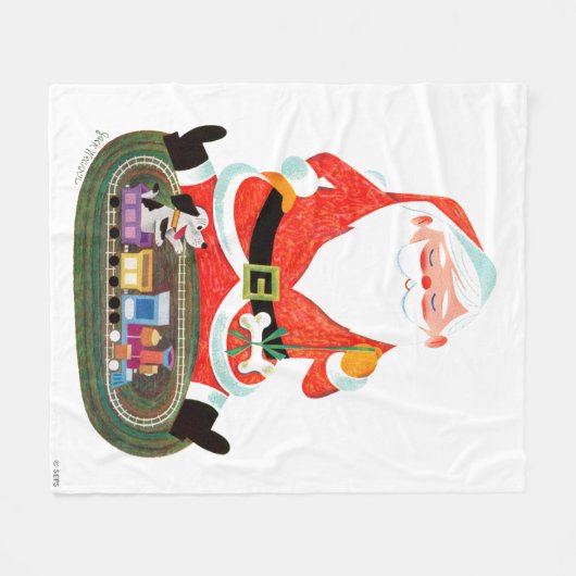 Santa mit Zug Fleecedecke (Vorderseite (Horizontal))