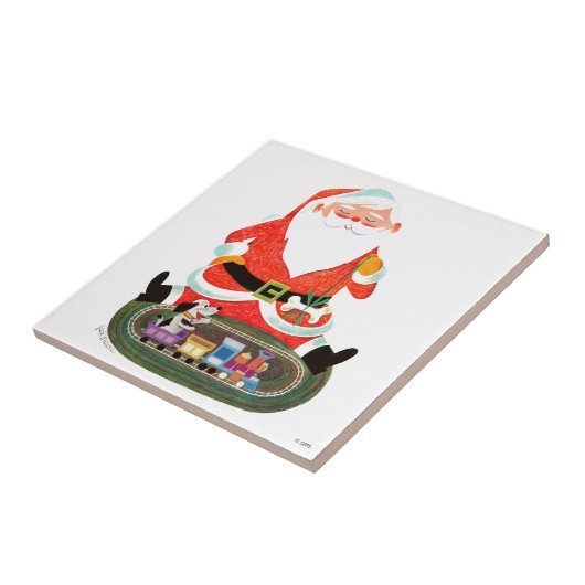 Santa mit Zug Fliese (Seite)