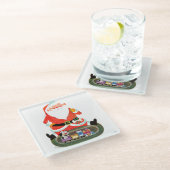 Santa mit Zug Glasuntersetzer (Schrägansicht)