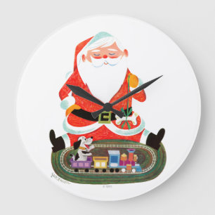 Santa mit Zug Große Wanduhr