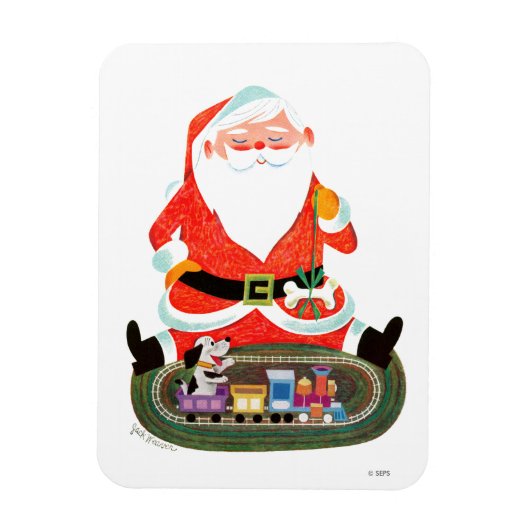 Santa mit Zug Magnet (Vertikal)