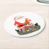 Santa mit Zug Runder Pappuntersetzer (Angewinkelt)
