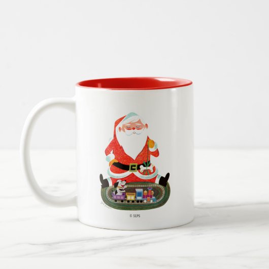 Santa mit Zug Zweifarbige Tasse (Links)