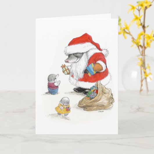 Santa Mole gibt Geschenkkarte Karte (Gelbe Blume)