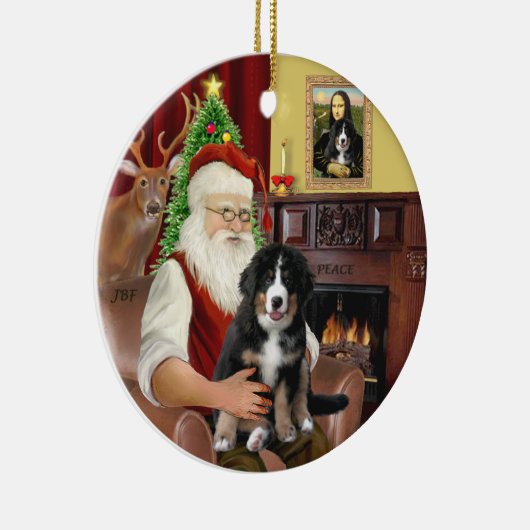 Santa + Mona Lisa - Bernese MD - 2 verschiedene De Keramik Ornament (Rechts)