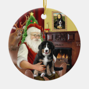 Santa + Mona Lisa - Bernese MD - 2 verschiedene De Keramik Ornament