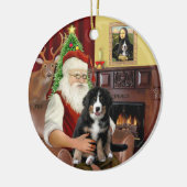 Santa + Mona Lisa - Bernese MD - 2 verschiedene De Keramik Ornament (Links)