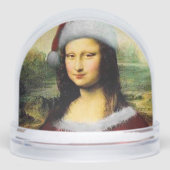 Santa Mona Lisa Merry Christmas Funny Schneekugeln (Vorderseite)