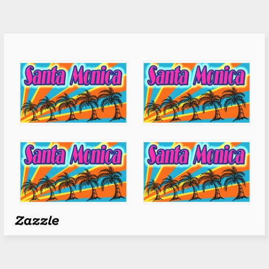Santa Monica 5 Palmen Bäume Stickers (Blatt)