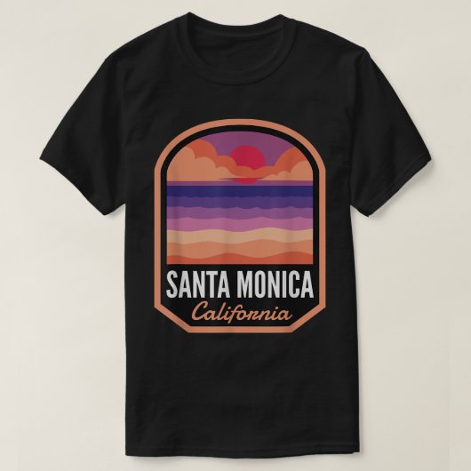 Santa Monica Beach CA Retro Sunset  T-Shirt (Design vorne)