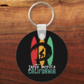 Santa Monica Beach California Retro Surfing Schlüsselanhänger (Vorderseite)