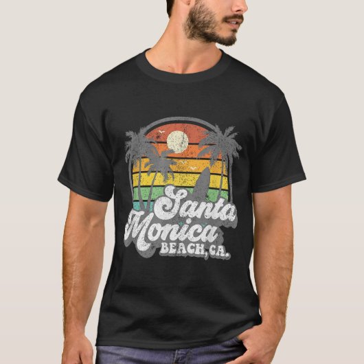 Santa Monica Beach California Surfing in den 70er T-Shirt (Vorderseite)