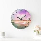 Santa Monica Beach - funkelndes Pink Foto Edit Große Wanduhr (Zuhause)