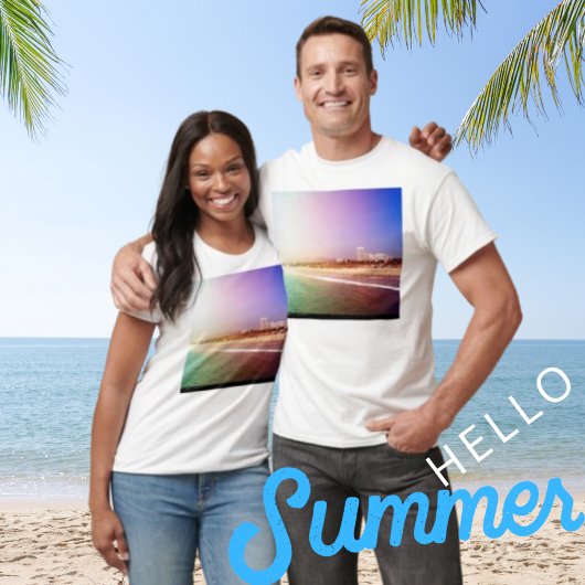 Santa Monica Beach - Green Lila Foto Edit T-Shirt