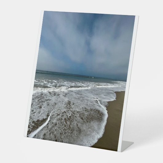 Santa Monica Beach im Herbst. Sockelschild (Vorderseite)