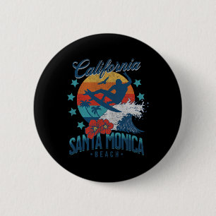 Santa Monica Beach Kalifornien Surfen Vintage Urla Button