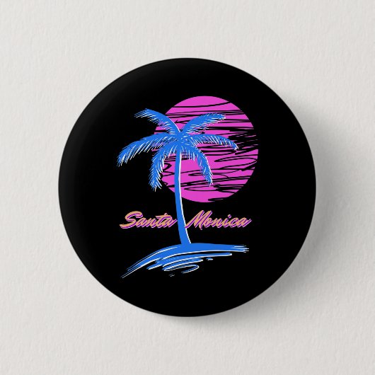 Santa Monica Beach Outlet 80er Ästhetische Vaporwa Button (Vorderseite)