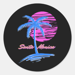 Santa Monica Beach Outlet 80er Ästhetische Vaporwa Runder Aufkleber