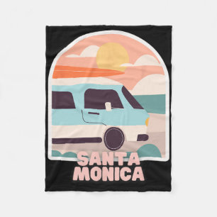 Santa Monica Beach Retro Pastellfarben Sonne und F Fleecedecke