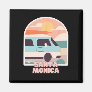 Santa Monica Beach Retro Pastellfarben Sonne und F Magnet