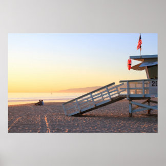 Santa Monica Beach Rettungsschwimmer Turm Sunset P Poster