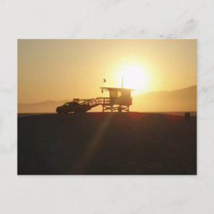Santa Monica bei Sonnenuntergang Postkarte